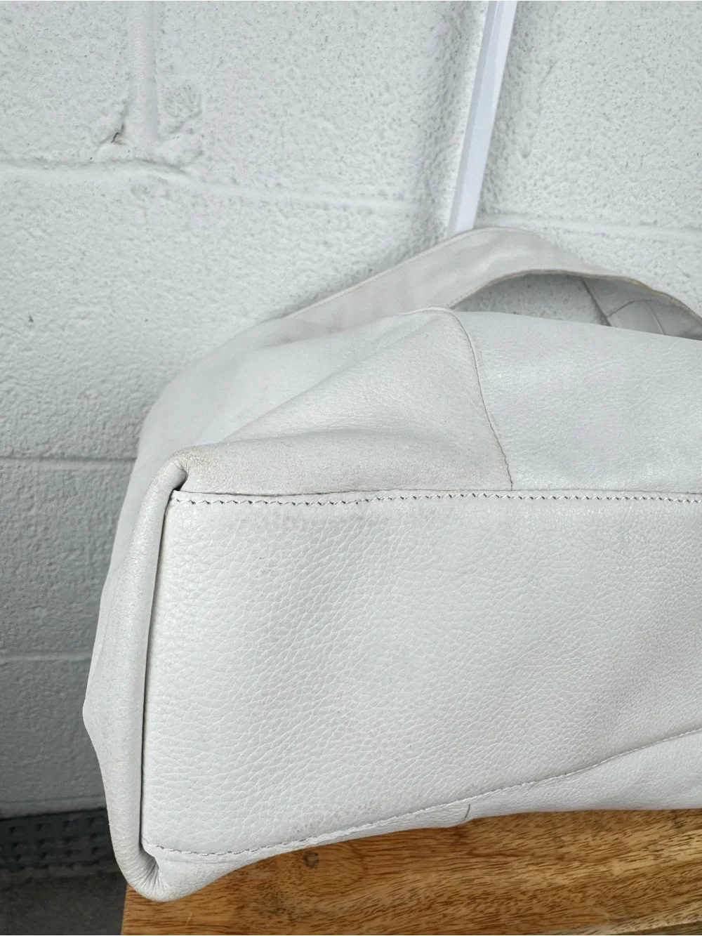 Latico Leathers Lindsey White Full Grain Leather Oversized Hobo Tote Bag